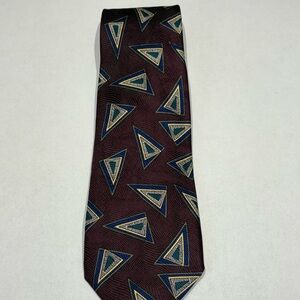 Robert Talbott Maroon and Teal Triangle Pattern Tie